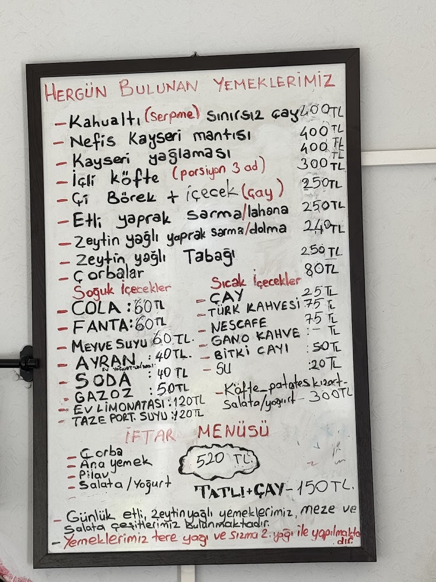 Menu Kayseri Mutfağı-2